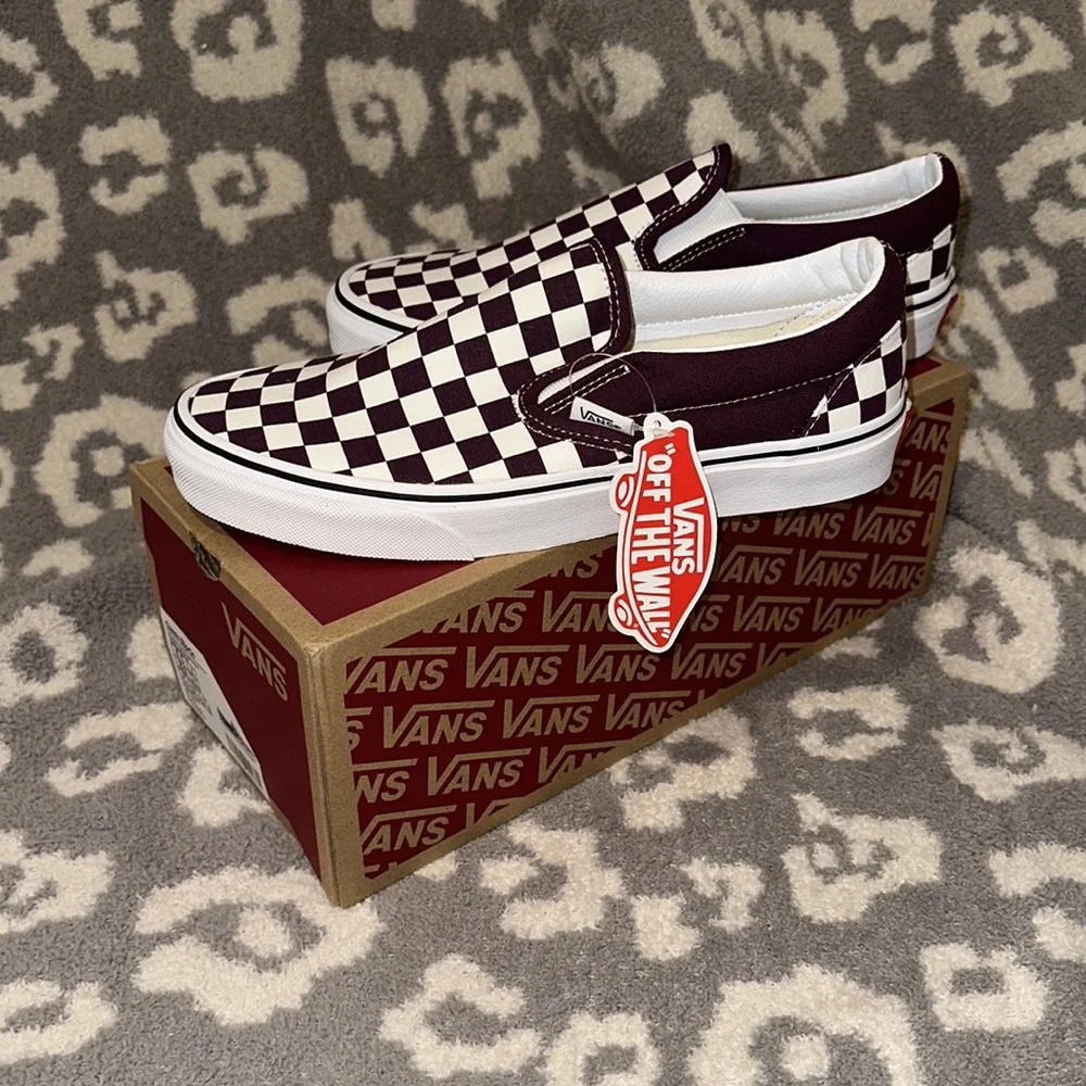 Vans Classic Slip-on Sneakers 🥰😍😘 Checkerboard Grape 🍇 wine New - Picture 6 of 17